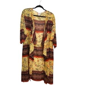 NWT LuLaRoe Shirley Kimono Floral Boho  Mixed Patterns Size M Beach Cover Up